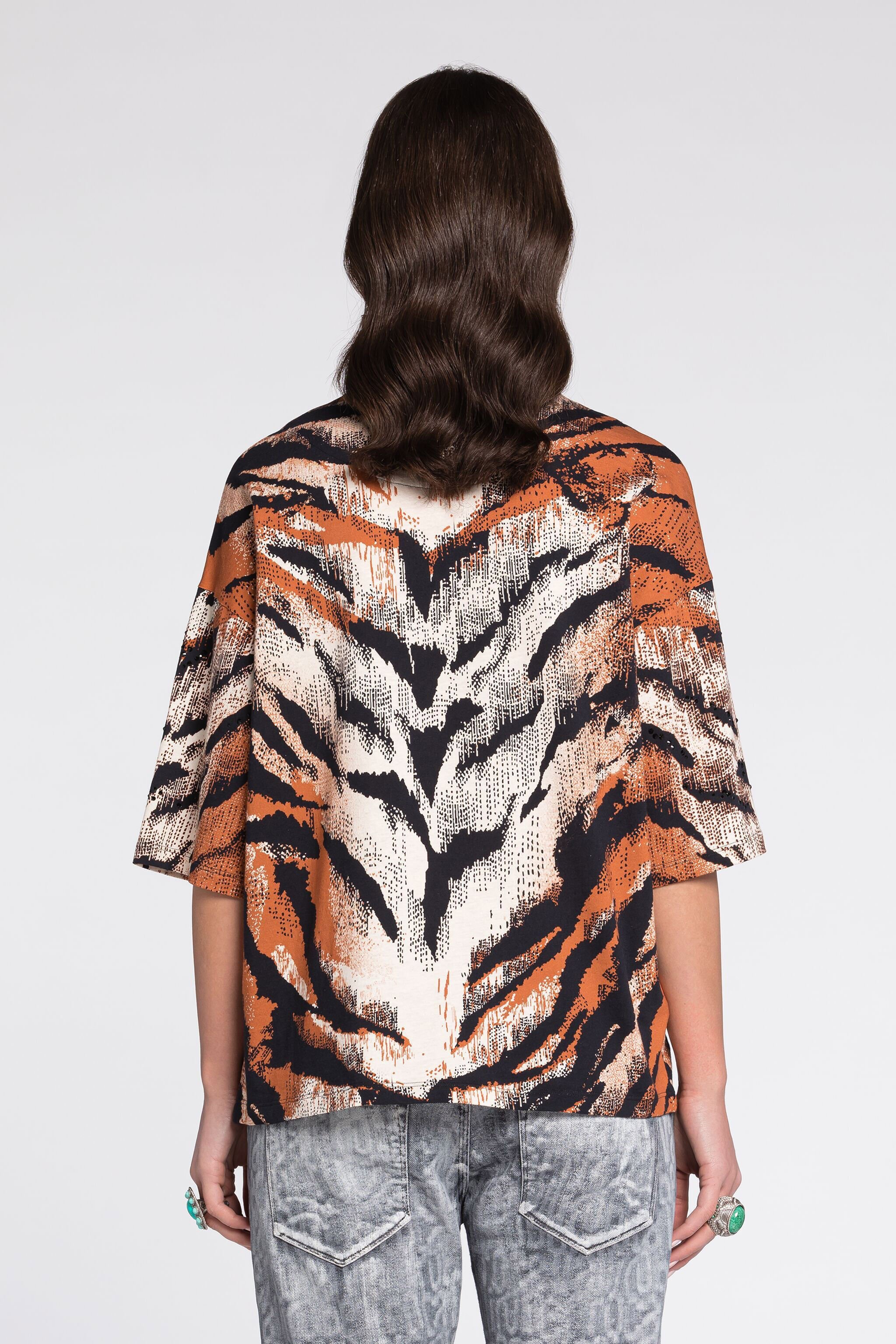 RC Tiger-Print Cotton T-Shirt Orange RKT62B-3PH20