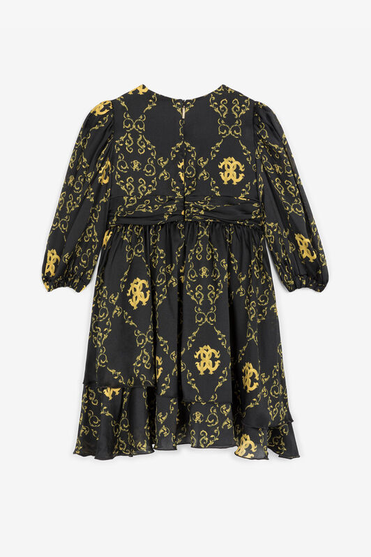 JU Baroque-Print Silk Dress Black RJT114-2NG84