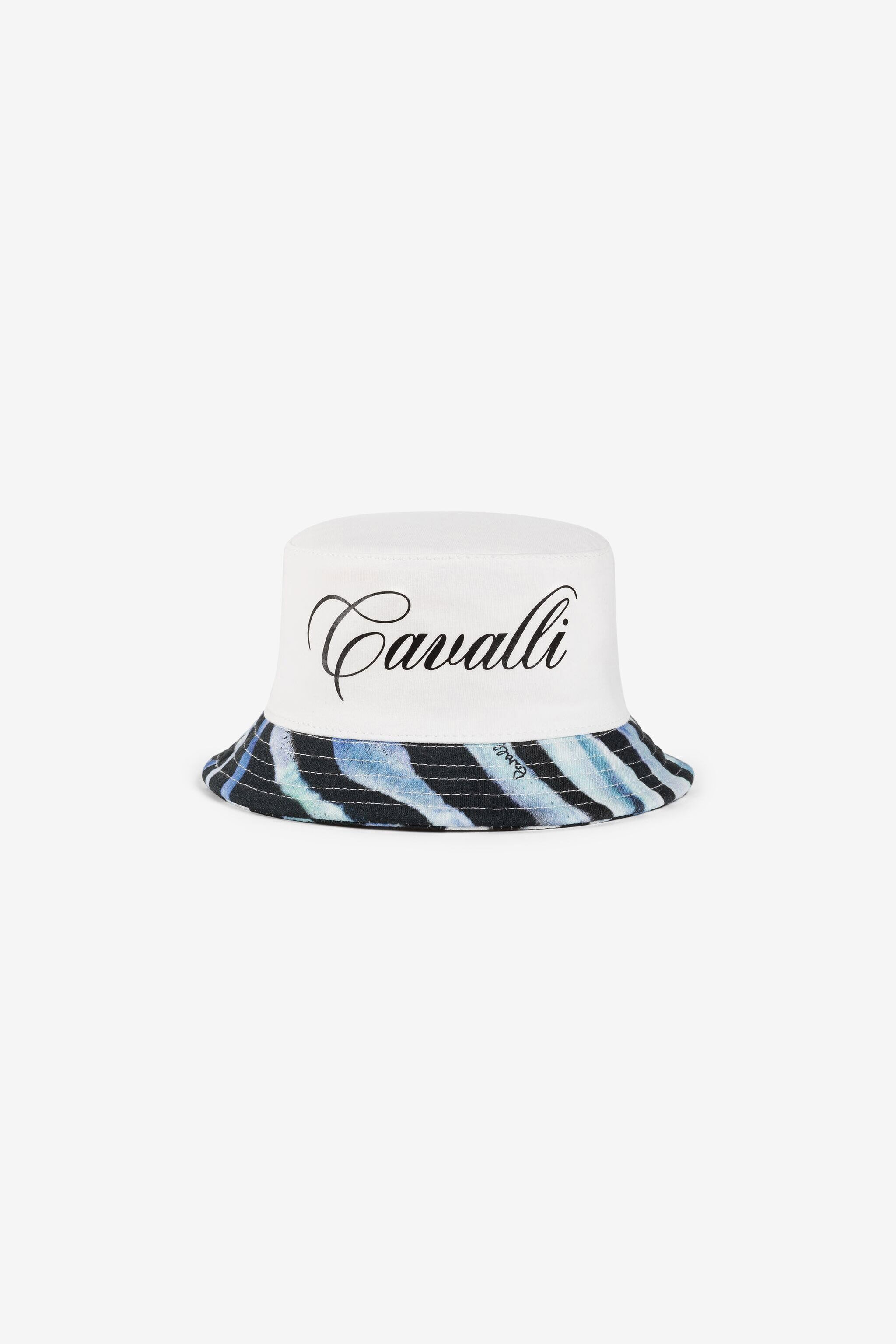 JU Zebra-Print Logo Bucket Hat MILKY/BLUE OJZ014-ISA2J