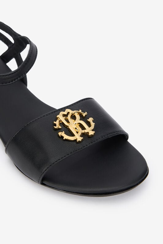 RC Black Sandal With Monogram RC BLACK QOS01E-PZO12