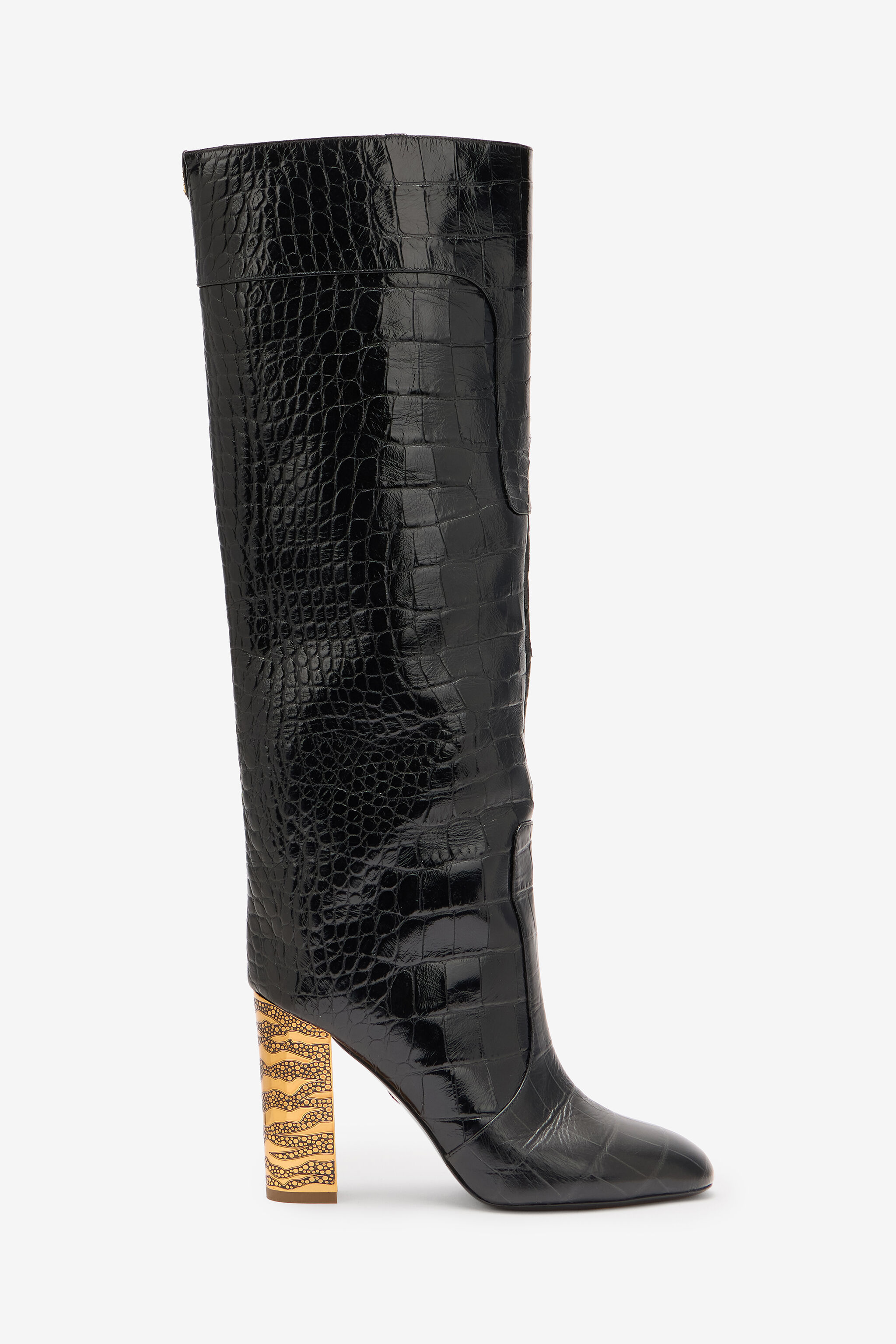 RC Embossed Crocodile Boots Negro VKS013-PZ579