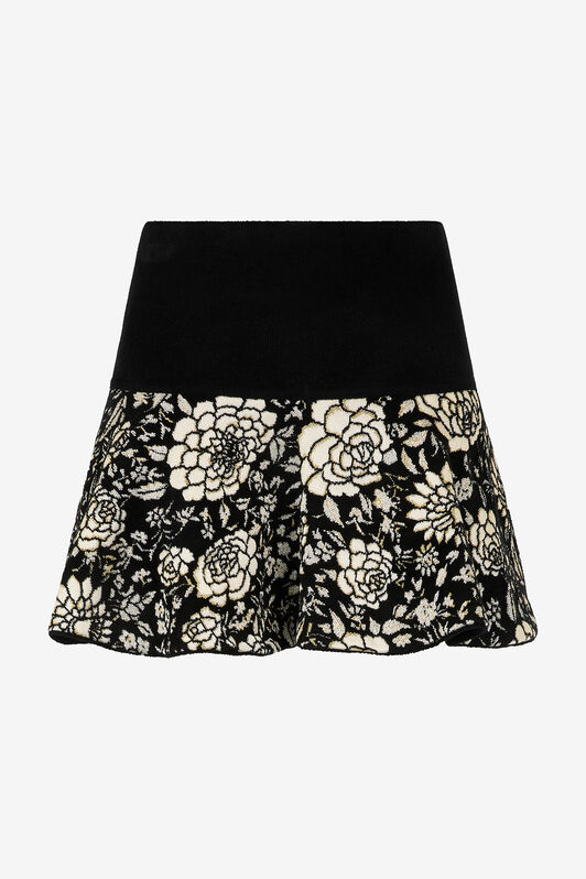 RC Mini Skirt with Jacquard Floral Motif RC Mini Skirt with Jacquard Floral Motif Black/White VQM307-MI014
