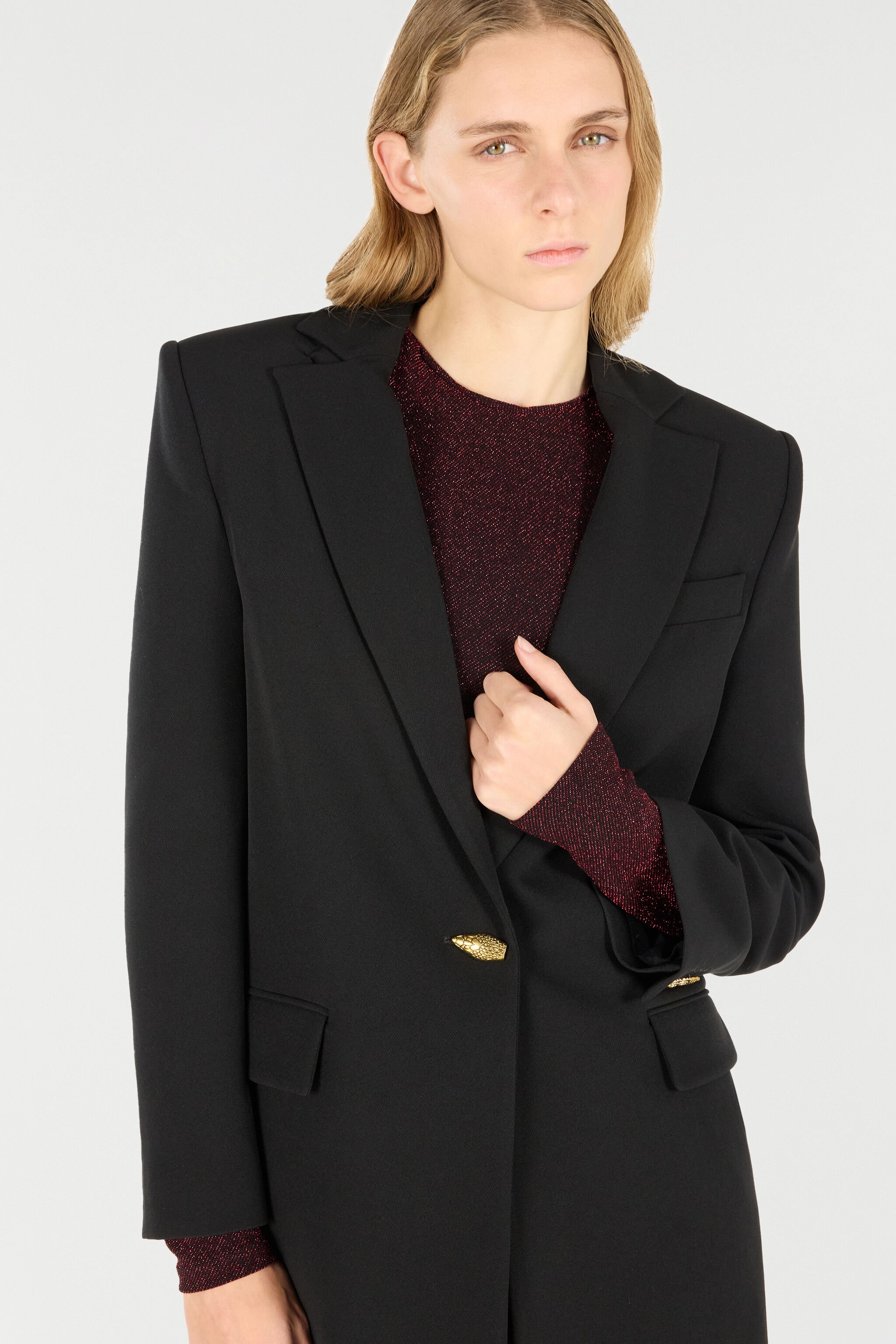 JC Jacket With Snake Button Black TFT148-TF215