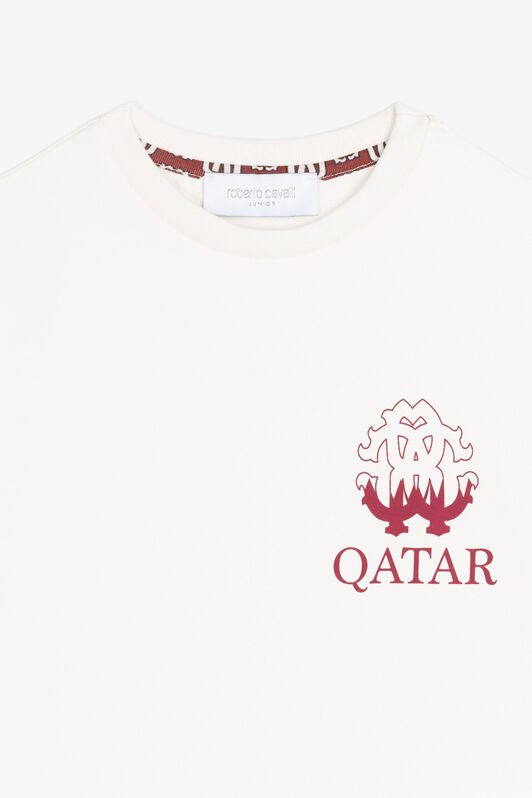 JU Qatar-print detail T-shirt JU Qatar-print detail T-shirt White PJT60P-JV025