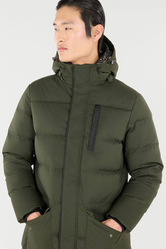 RC Long Quilted Down Jacket with Hood MILITARY GREEN OOT40G-DJ001