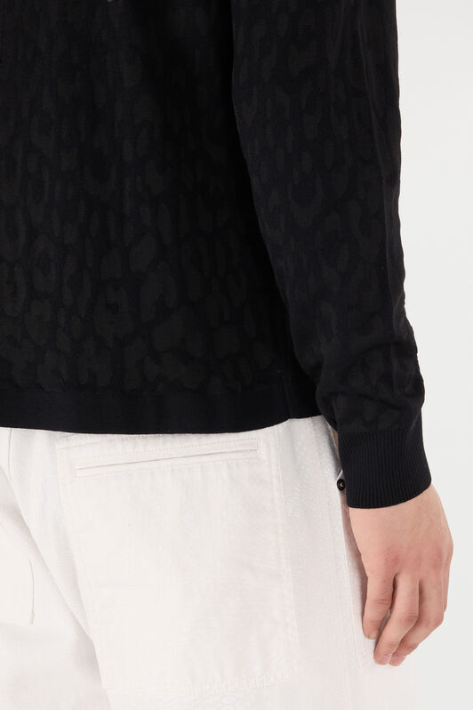 RC Long-Sleeve Knit Polo Shirt with Jaguar Skin RC Long-Sleeve Knit Polo Shirt with Jaguar Skin Black VRM641-MQ028