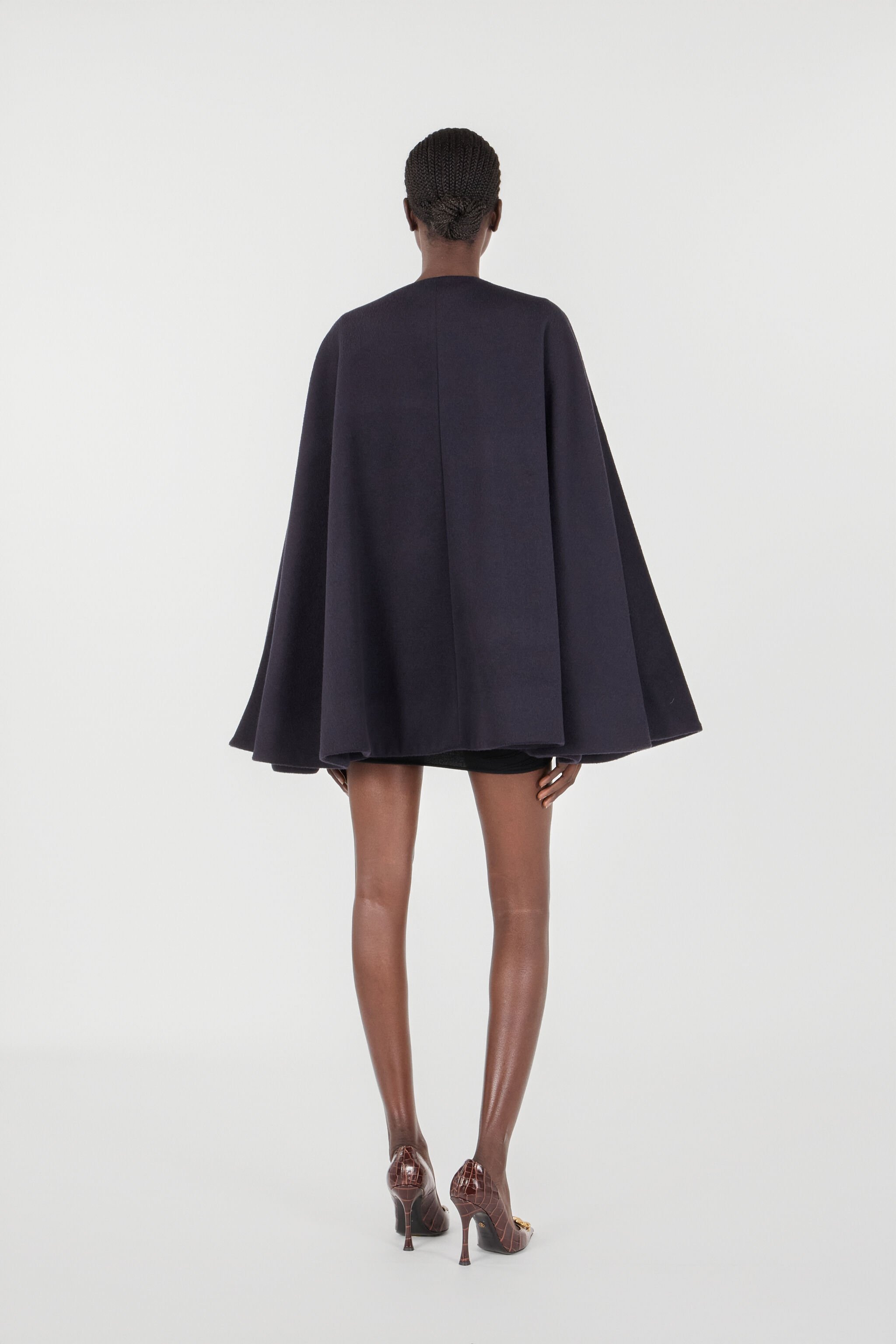RC Cappotto Con Mantella In Misto Cashmere Nero UKT506-GA077