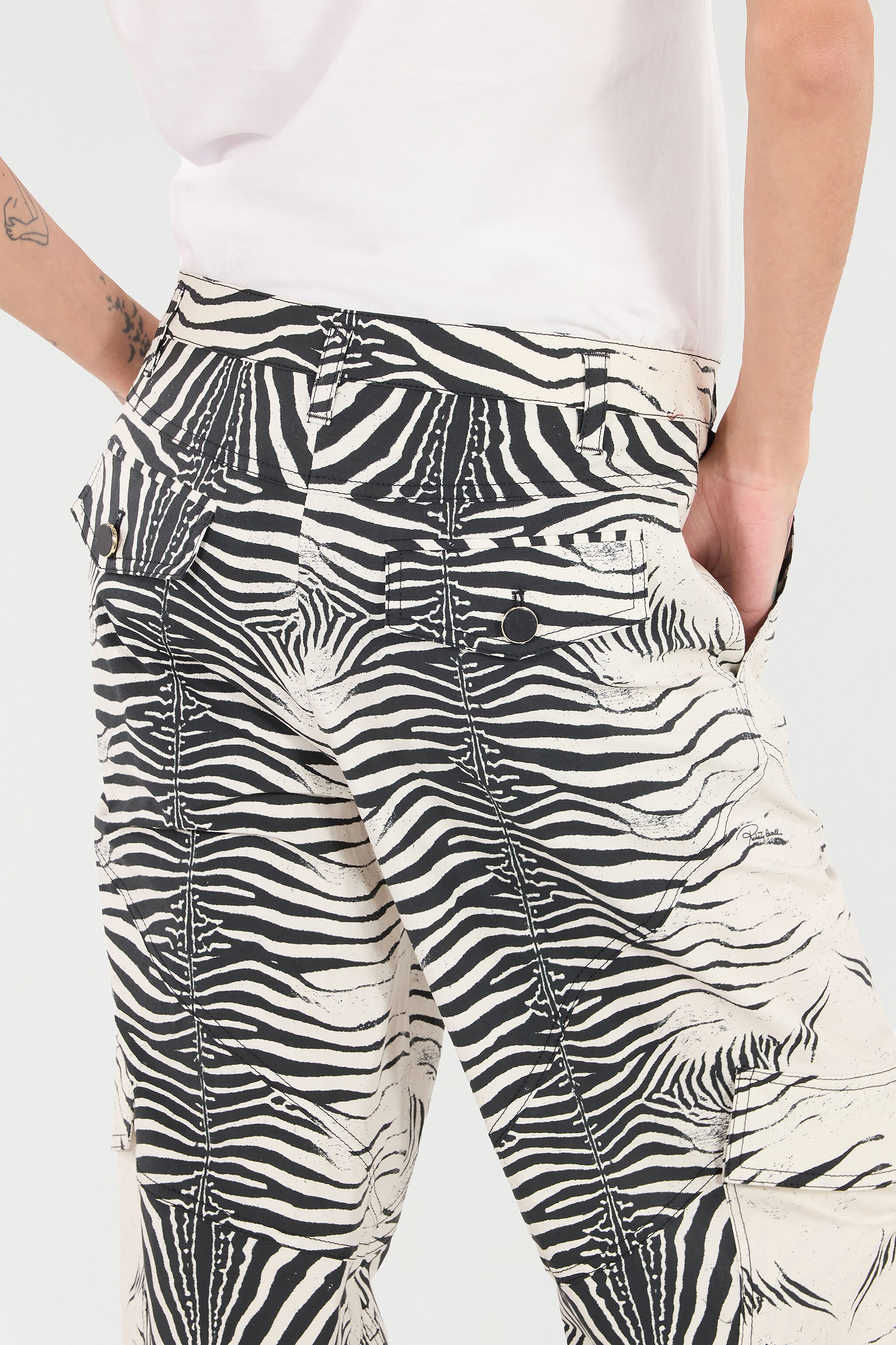 RC Pantaloni In Cotone Stretch Stampa White Tigresse BIANCO/NERO UKT211-3AN49