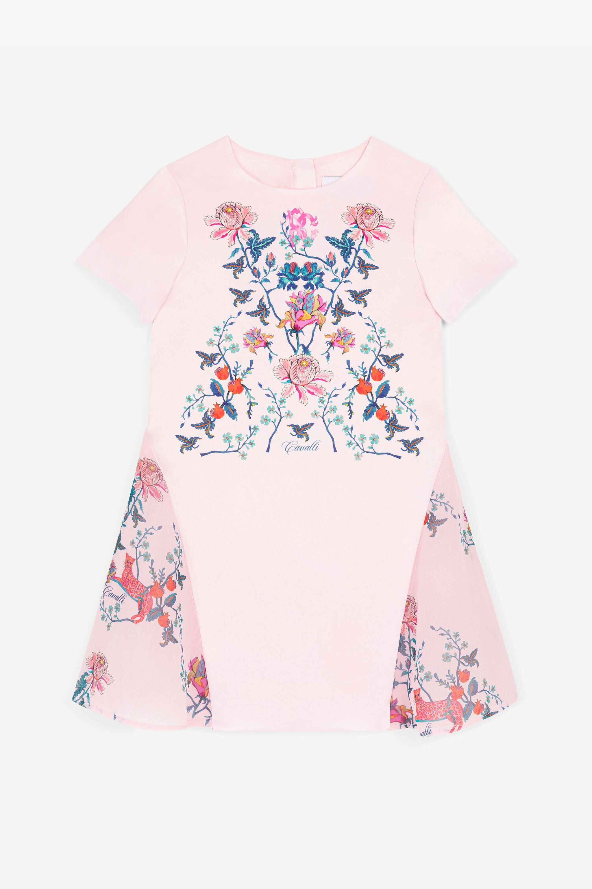 JU Floral-Print Silk Dress Pink RJT119-4G001