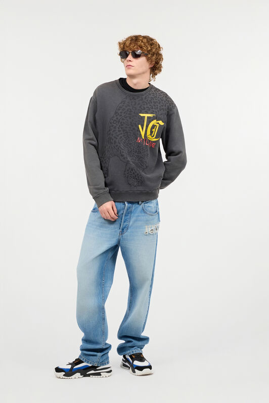JC Sweatshirt With Jaguar And Lettering Dark gray UFT070-UF090
