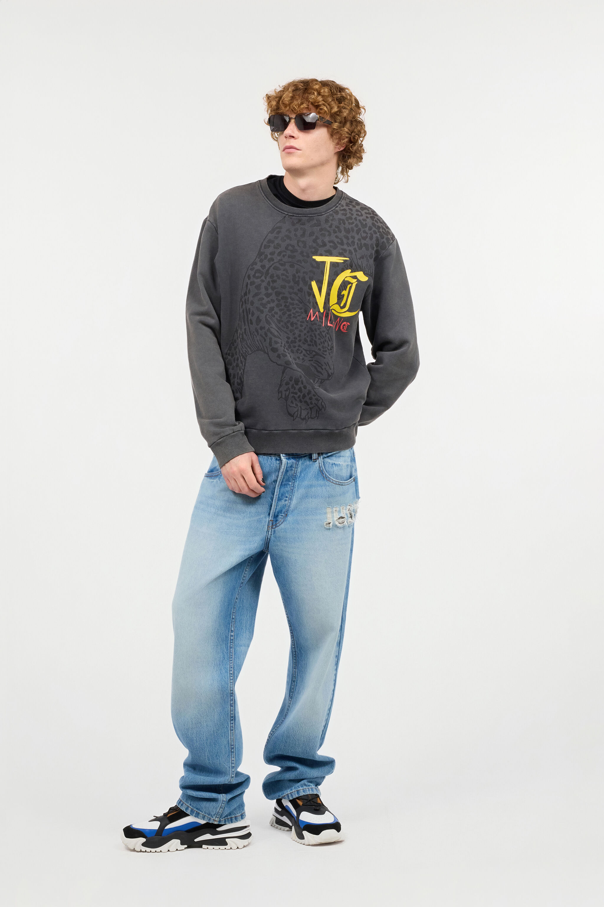 JC Sweatshirt With Jaguar And Lettering Dark gray UFT070-UF090