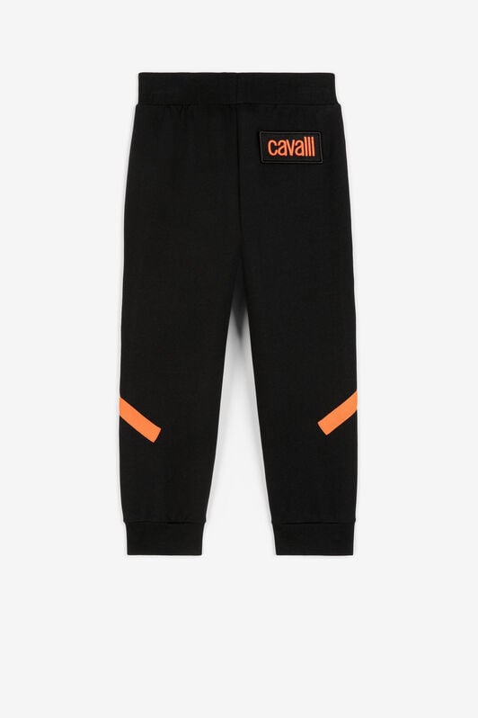 JU Logo-patch stripe-detail trousers Black RJT226-CF050