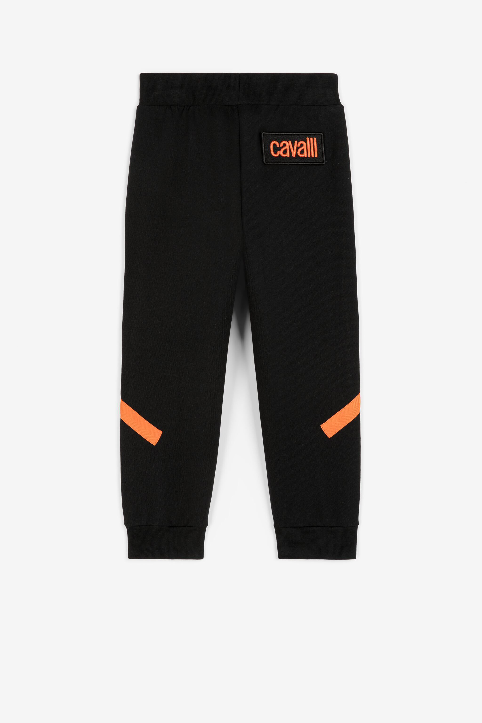 JU Logo-patch stripe-detail trousers Black RJT226-CF050