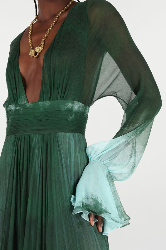 RC Empire Style Long Dress in Pure Silk RC Empire Style Long Dress in Pure Silk VERDE/PISCINA VKT152-CKP69