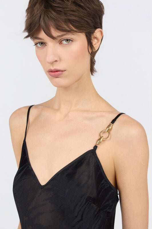 JC Natural Barb Print Midi Dress BLACK WFT314-WF712