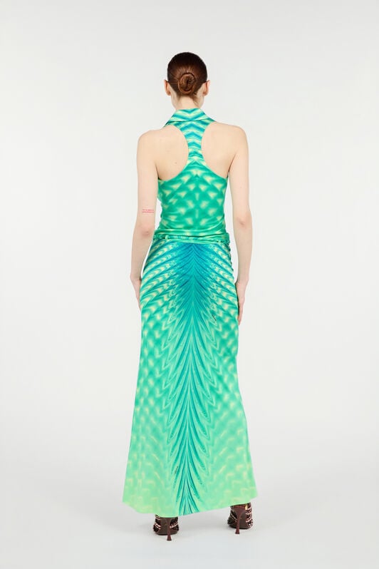 RC Long Dress with Optical Glass Print RC Long Dress with Optical Glass Print Light green UKT105-JRN47