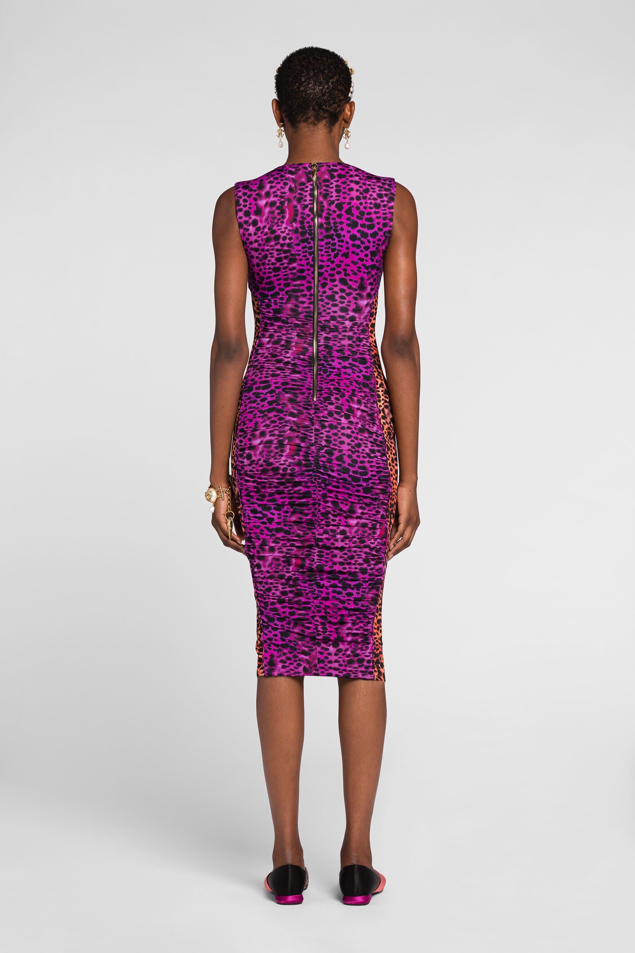 RC Leopard-print fitted dress Purple QKT115-LNF50