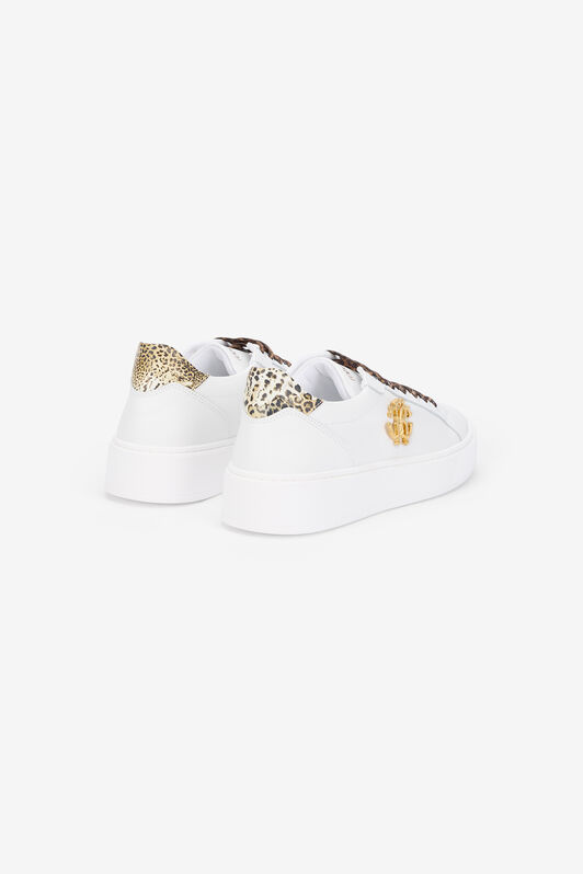 RC Sneaker Bianca Con Stampa Leopardata E Monogram RC WHITE QOS01J-PZO13