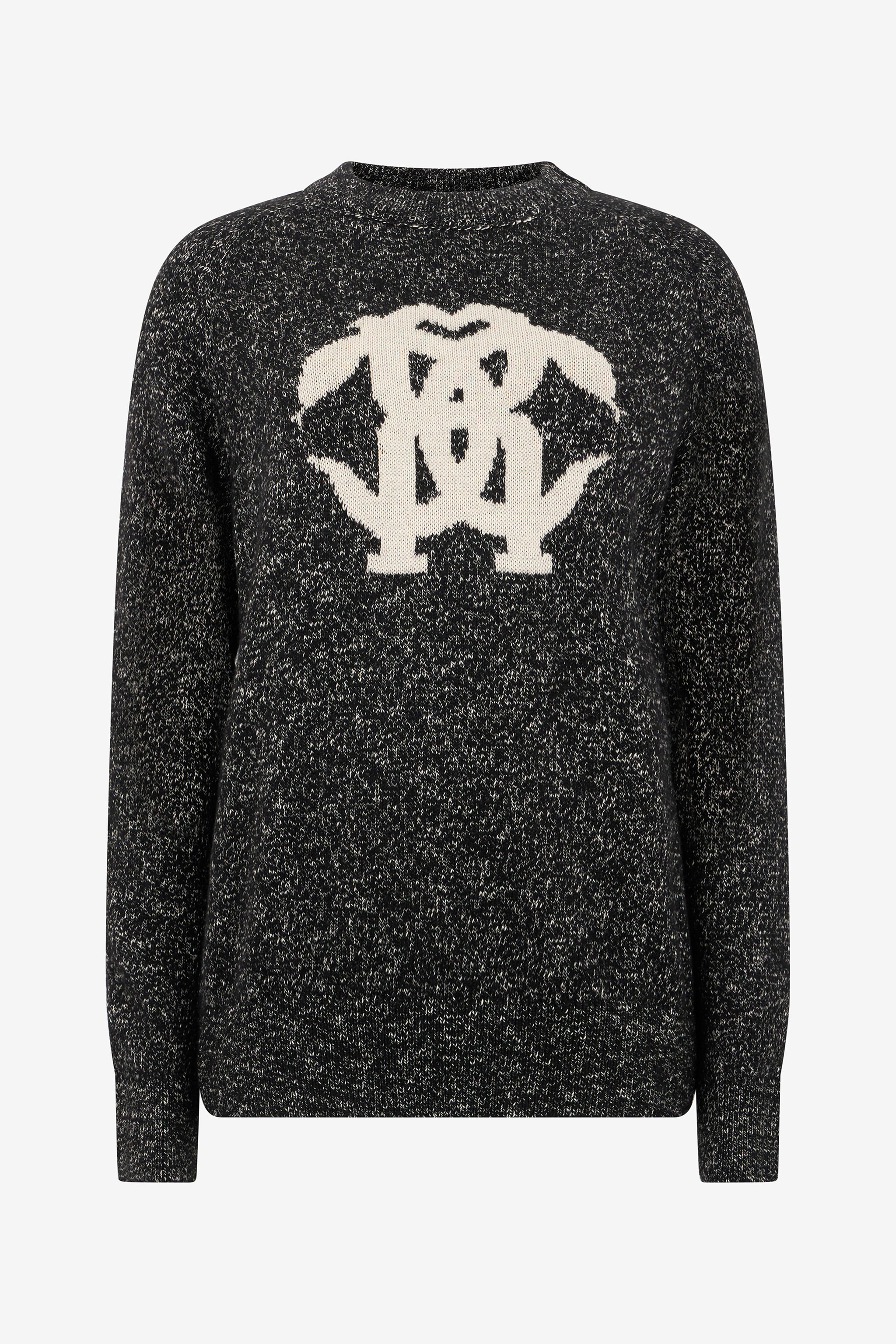 RC Maglione Nero con Intarsio Monogram RC BLACK ROM60E-FEC30