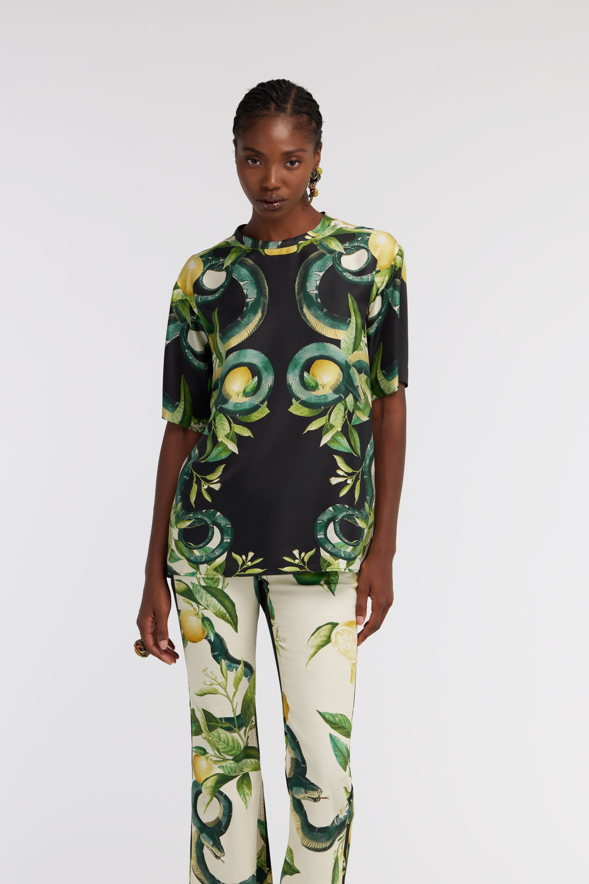 RC T-shirt con stampa Limoni e Snake Nero SKT644-4QL30
