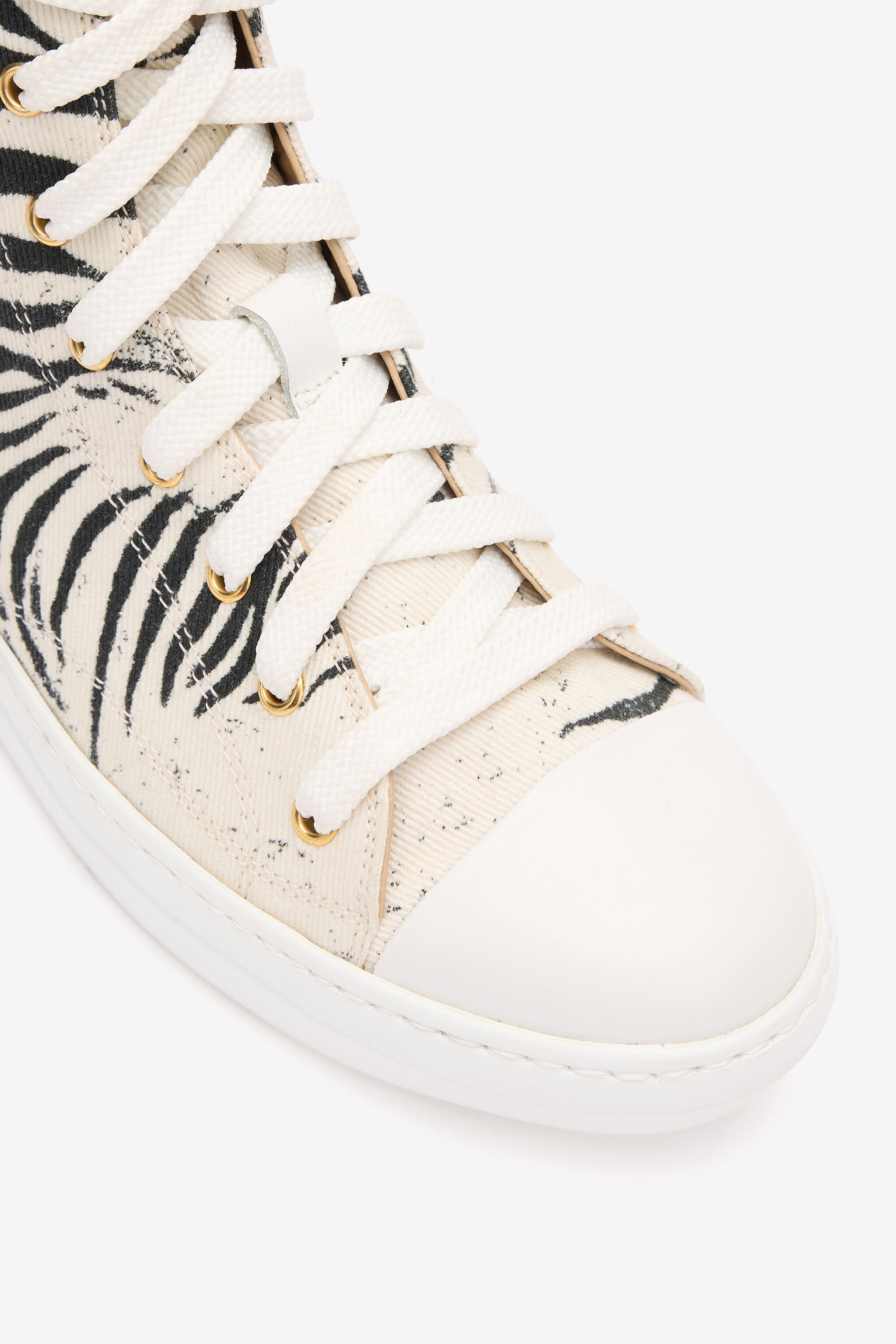 RC High-Top Sneakers With Zebra Print Black/White UKS040-SMC77