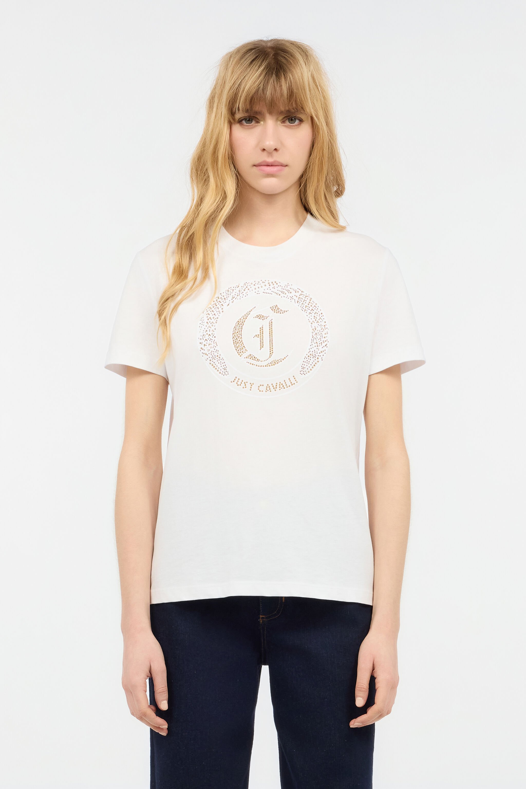JC T-Shirt En Coton Avec Clous Blanc UFT124-UF178