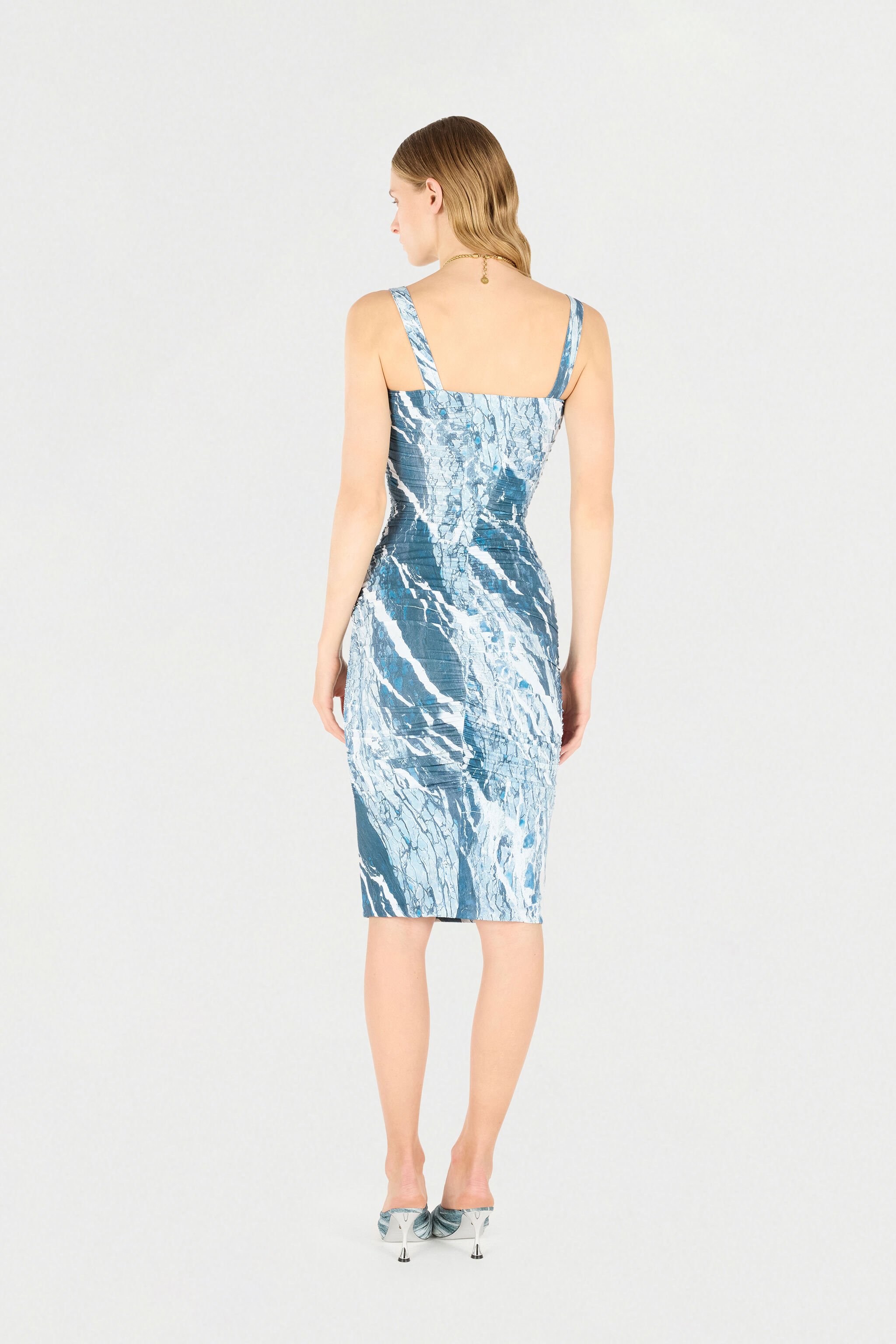 RC Marble-Print Midi Dress Dark blue UKT102-LNN22