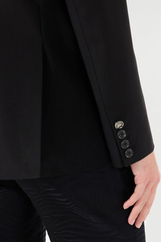 RC Double-Breasted Wool-Blend Blazer Black URT420-WP066