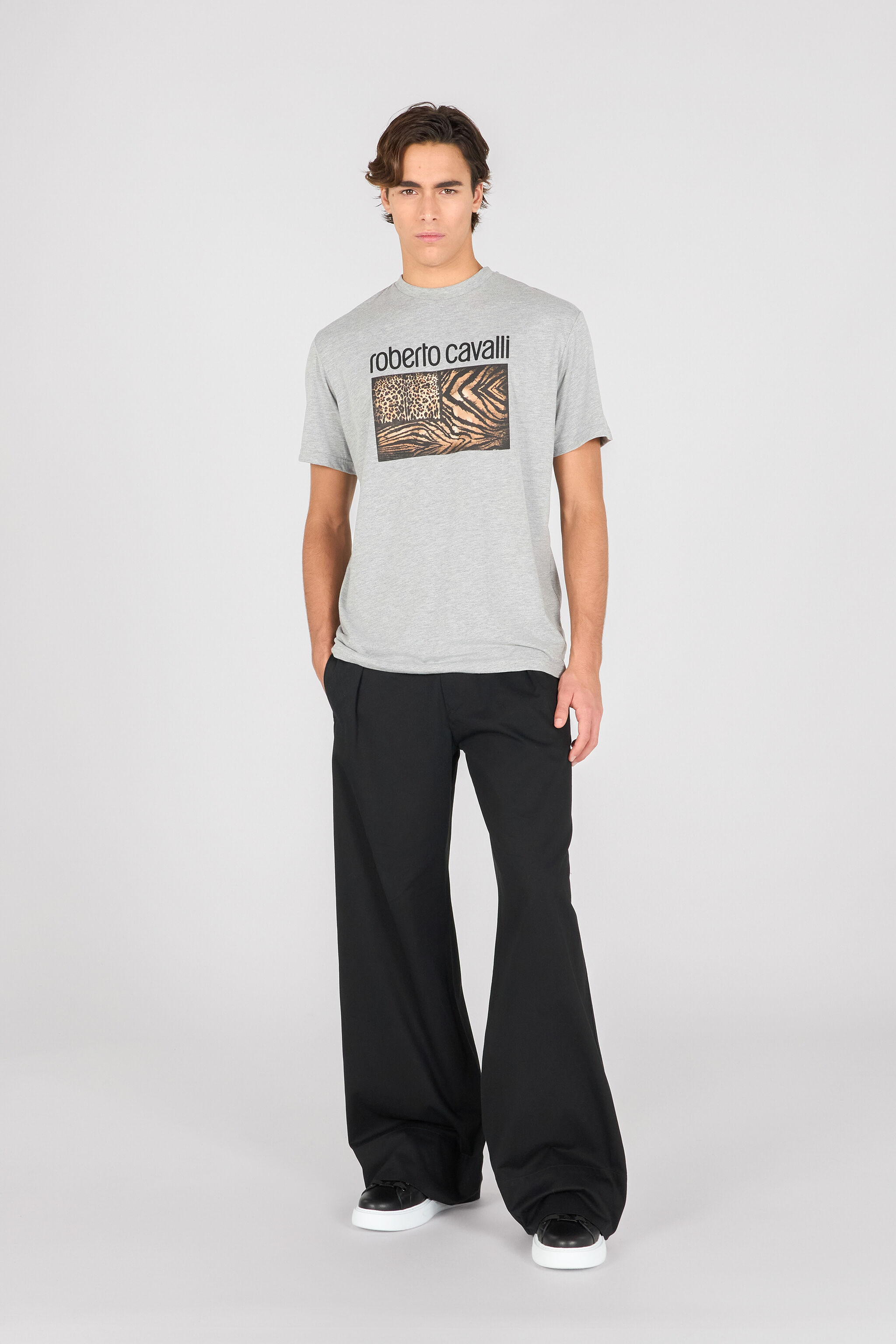 RC T-Shirt Avec Imprimé Animalier Et Logo Gris OOT60G-JD060