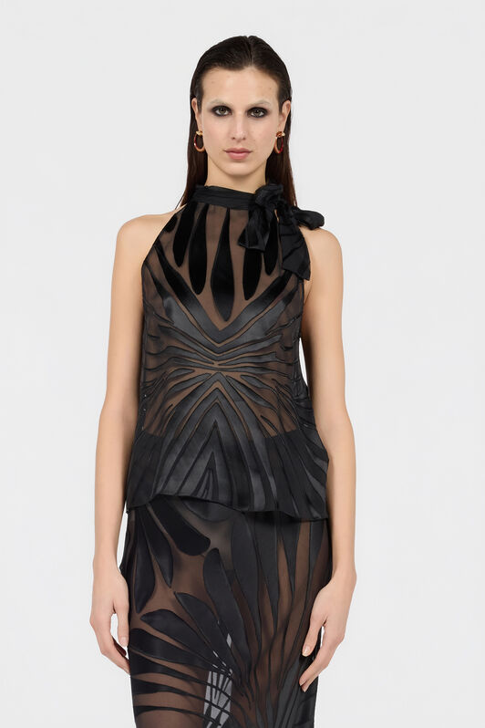 RC Top With Ray Devoré Print BLACK XKT611-FXI15