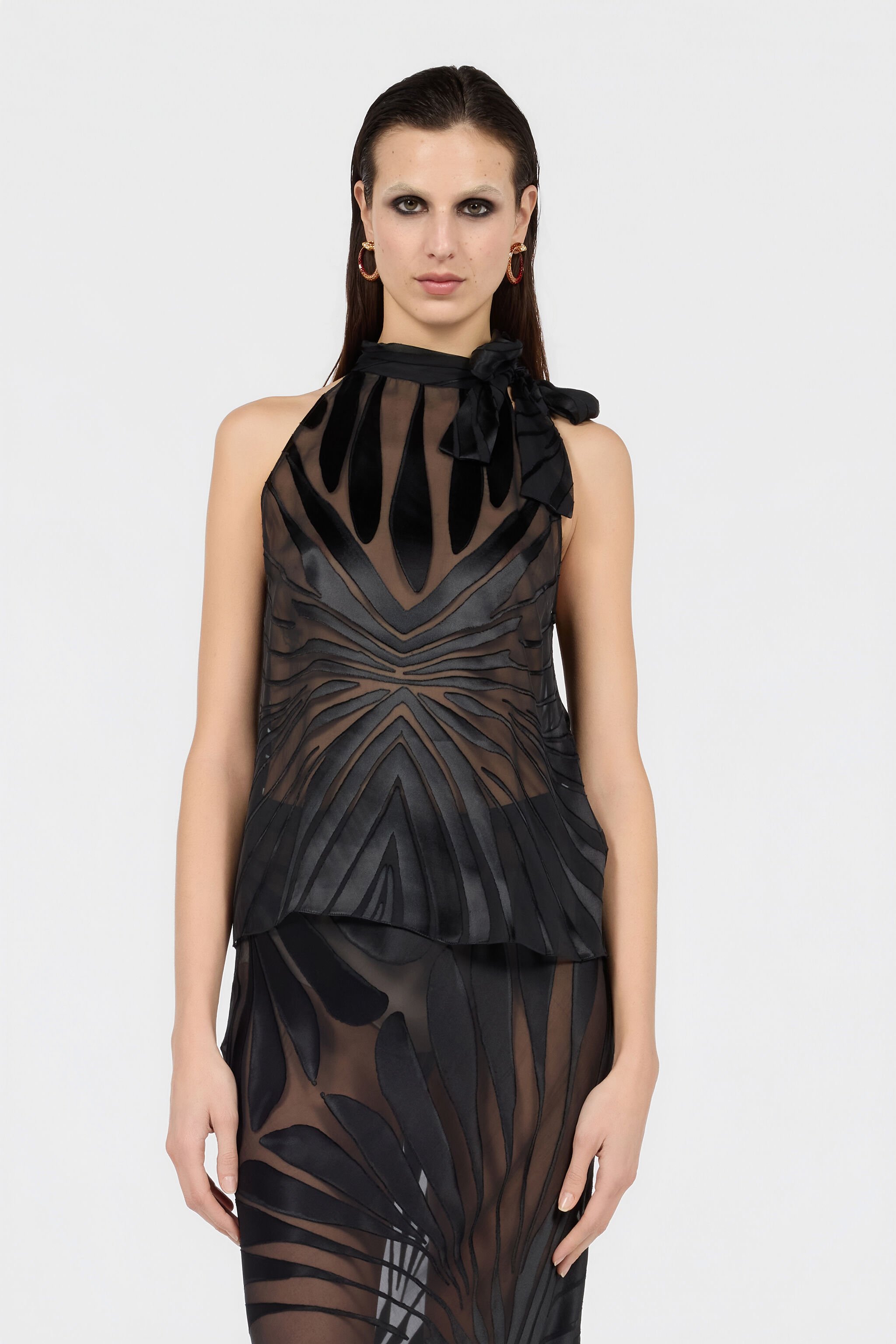 RC Top With Ray Devoré Print BLACK XKT611-FXI15