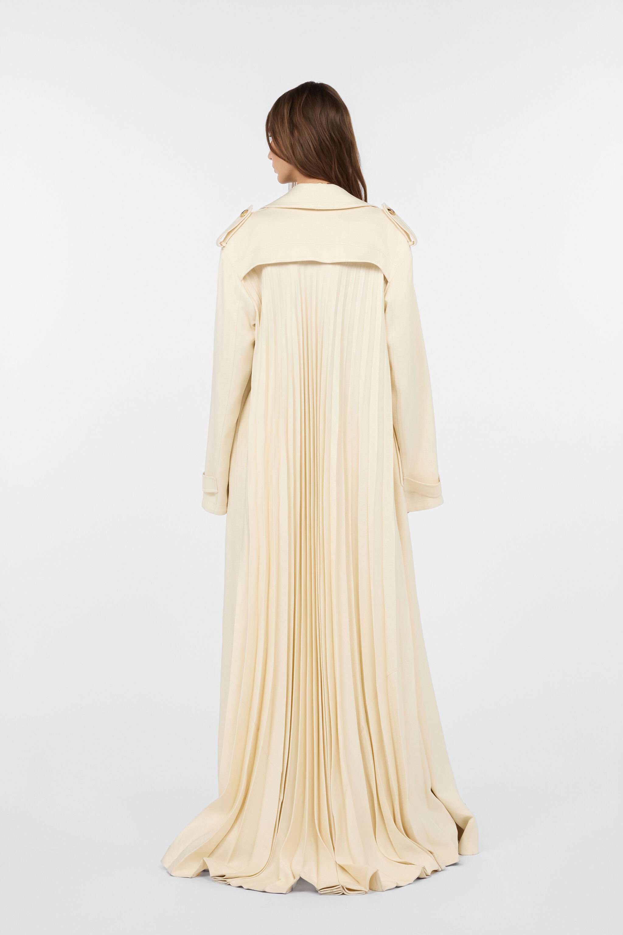 RC Trench Avorio Extralungo Con Plissettature IVORY WWT500-HS002