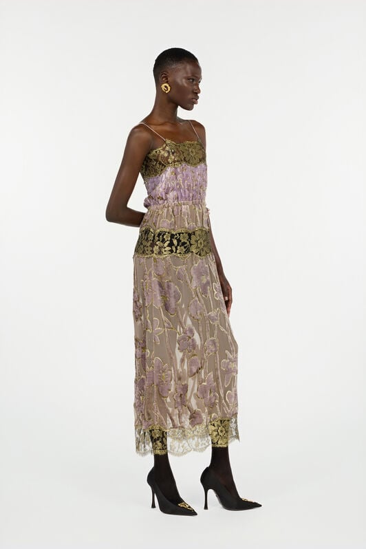 RC Nude And Lilac Dress With Floral Pattern RC Nude And Lilac Dress With Floral Pattern NUDE/LILLA VWT140-FC007