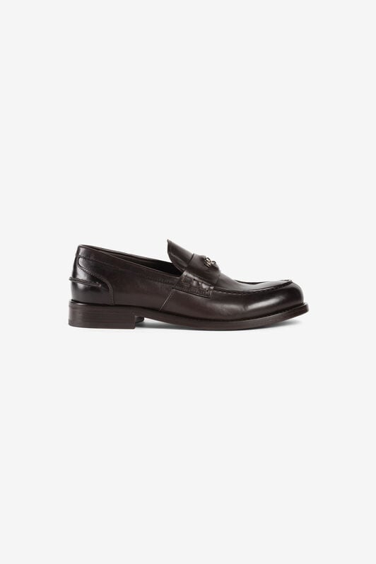 RC Logo-plaque leather loafers RC Logo-plaque leather loafers Dark brown RRS033-PZA84