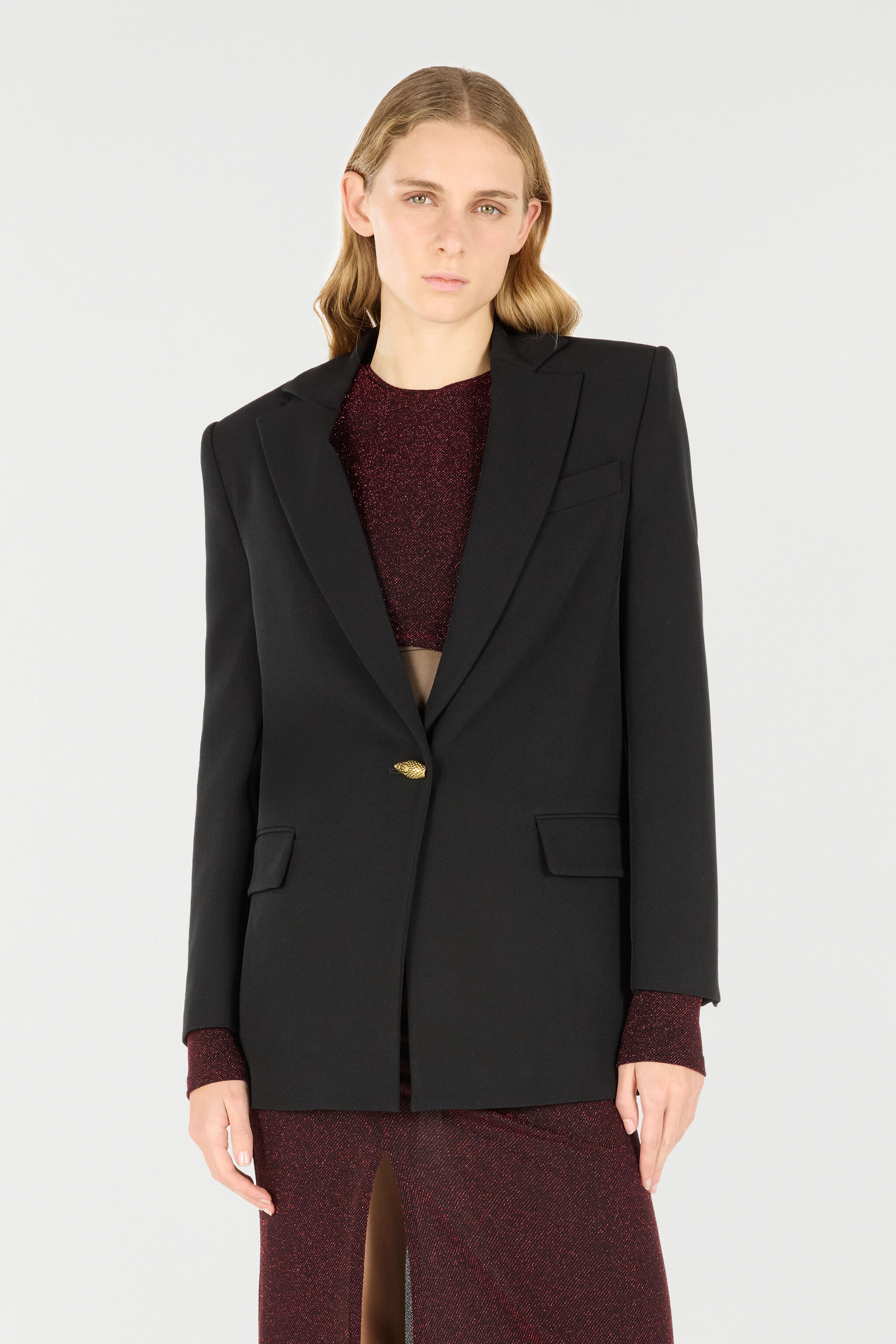 JC Jacket With Snake Button Black TFT148-TF215