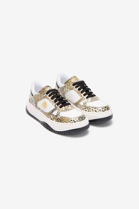 RC Sneaker à Imprimé Léopard avec Monogram RC JAGUAR/WHITE/BLACK QOS01K-PZO17