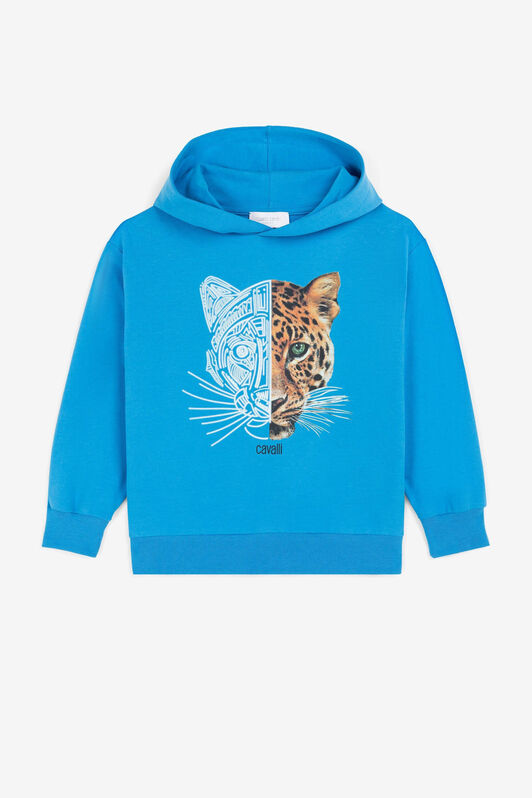 JU Jaguar And Logo-Print Hoodie JU Jaguar And Logo-Print Hoodie Blue QJT934-CF050