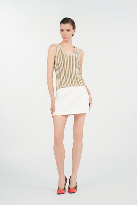 RC Striped Lurex Knit Top IVORY/GOLD WKM601-MO010