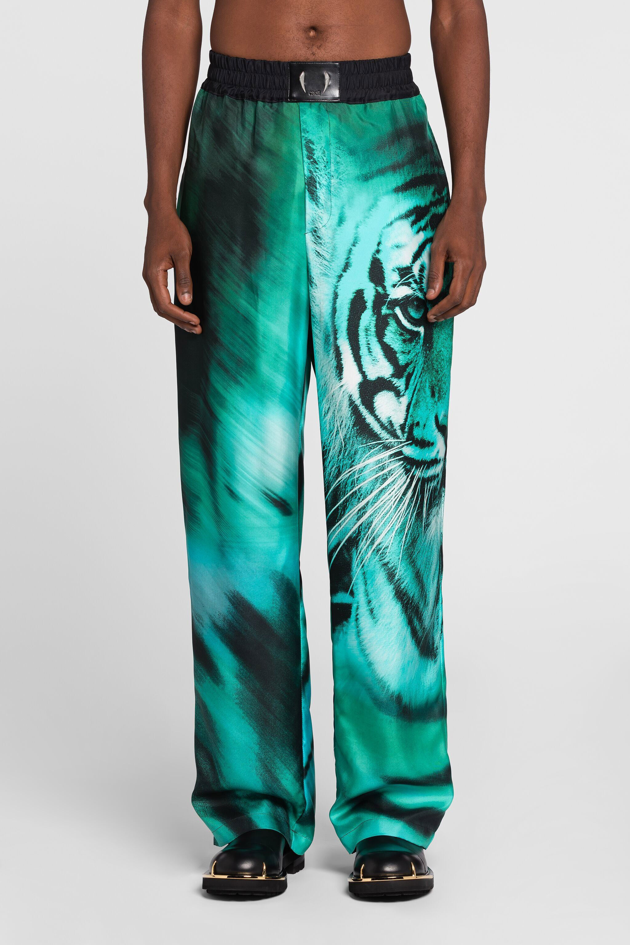 RC Tiger-Print Wide-Leg Track Pants Light blue PRT218-4QE41