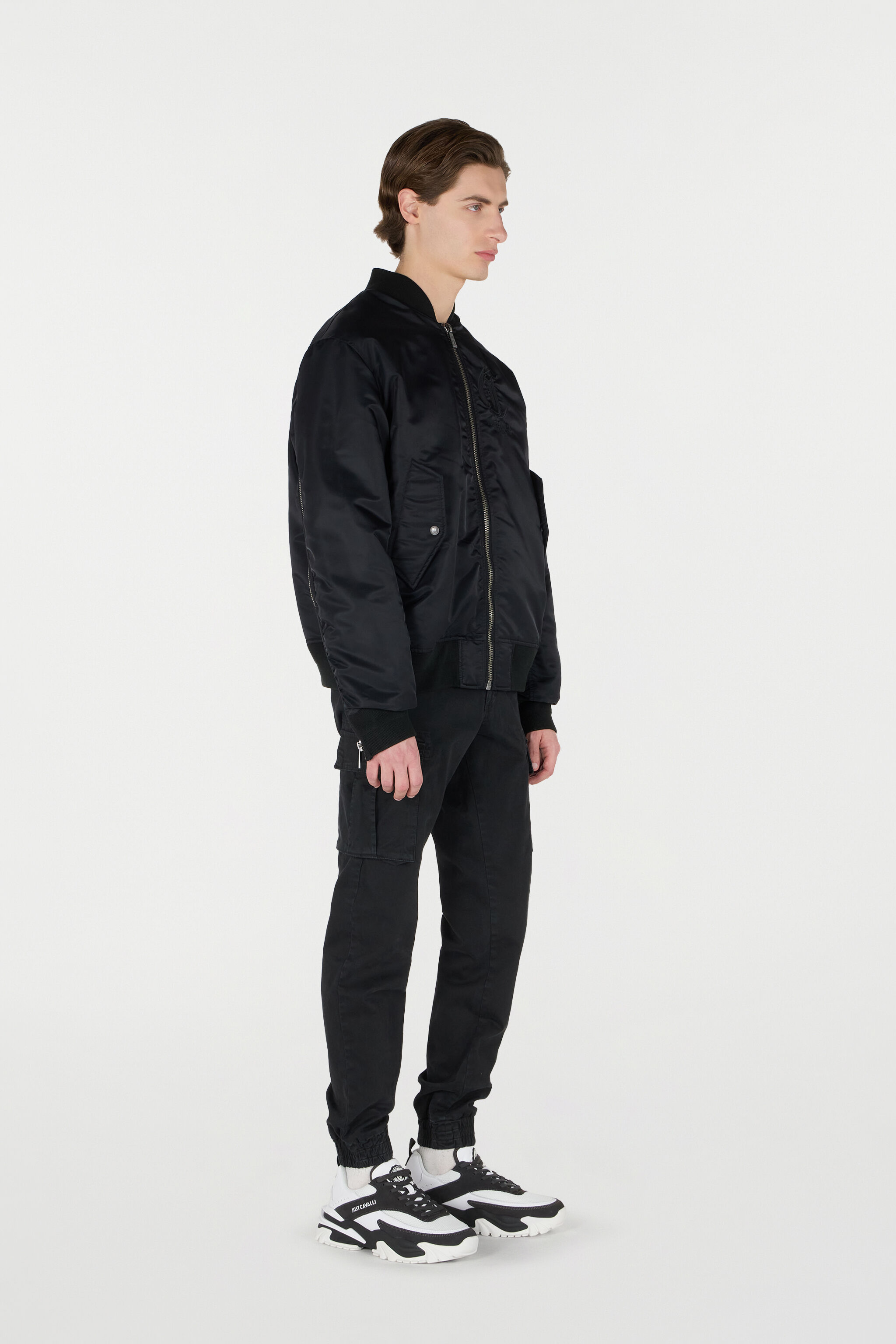 JC Bomber Jacket With JC Monogram Black TFT066-TF090