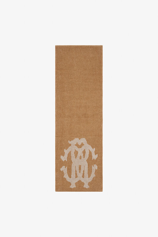 RC Sciarpa In Misto Cotone E Lana Con Monogram RC Marrone chiaro TALR41-IR058