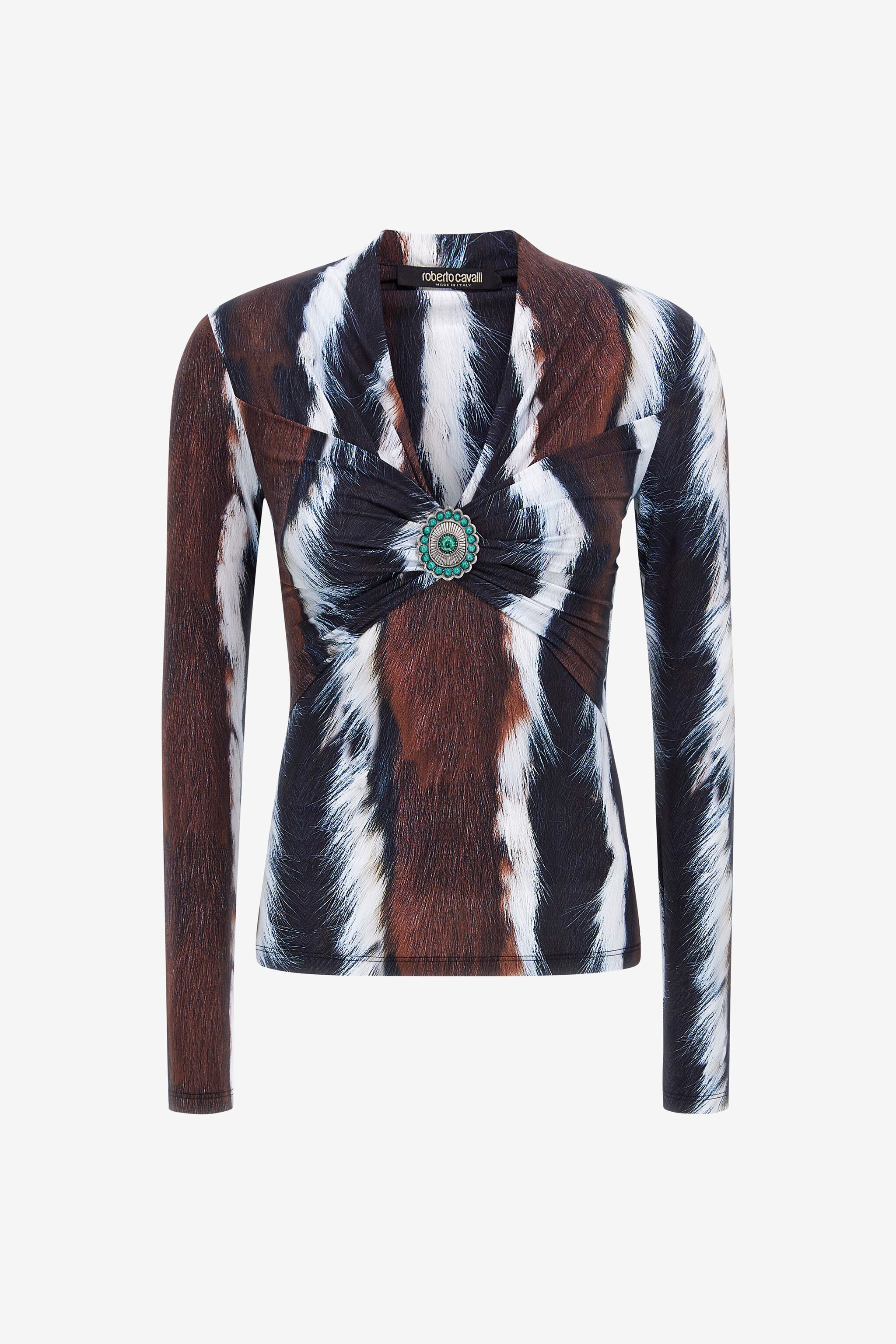 RC Top with decoration and ruches Dark brown/White RKT605-LNH05