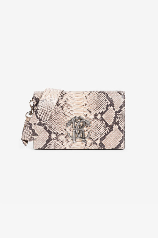 RC Snakeskin-print leather shoulder bag Light Brown RKB006-PZ1ON