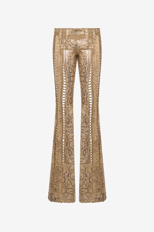 RC Pantaloni Dorati In Pelle Con Stampa Python E Aperture GOLD WWP203-PN053
