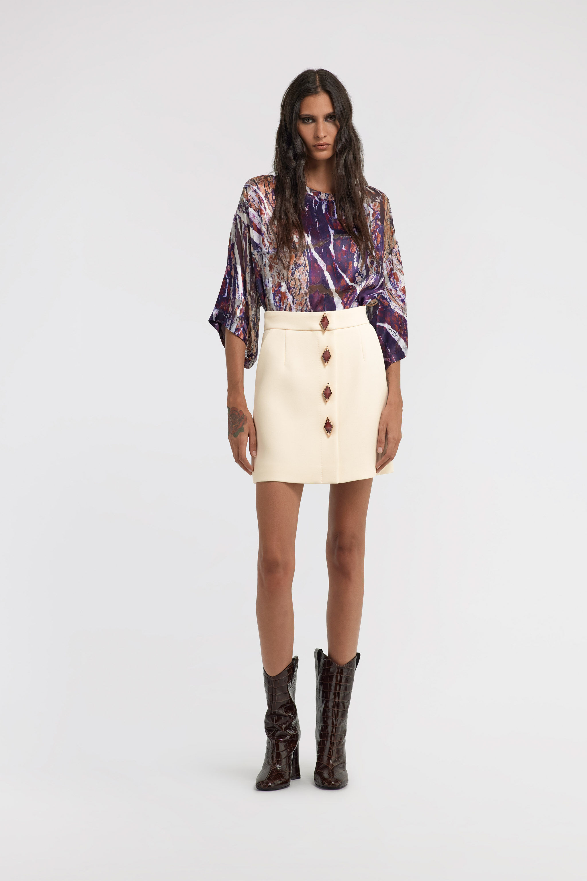 RC Skirt with jewels buttons Elfenbein TWT303-VI037