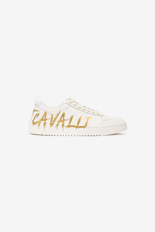 JC Sneakers With Golden Graffiti Logo White/Gold UFS039-UF361