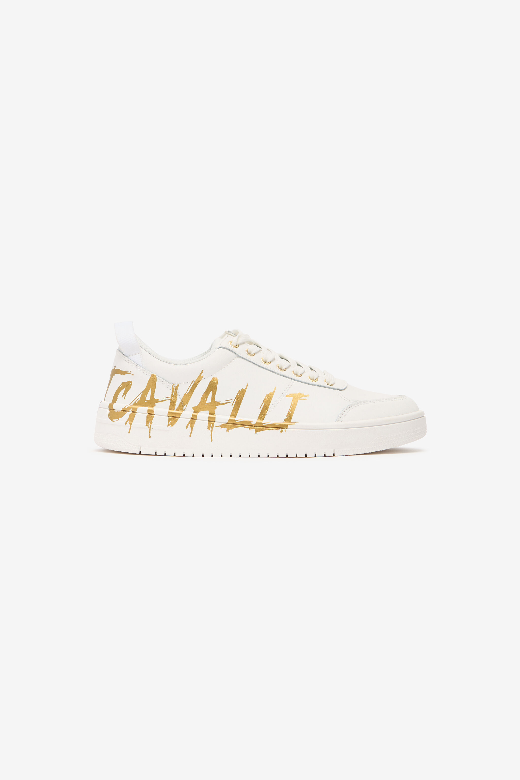 JC Sneakers With Golden Graffiti Logo White/Gold UFS039-UF361