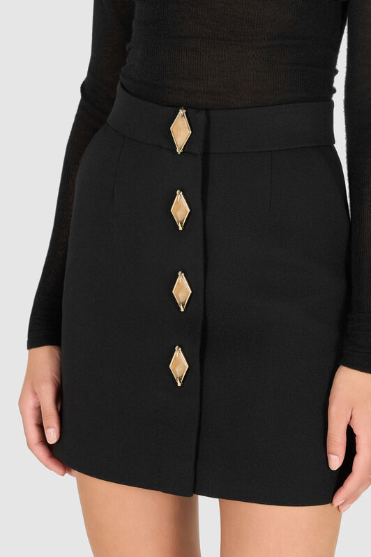 RC Miniskirt With Jewel Buttons Black TWT303-WP059