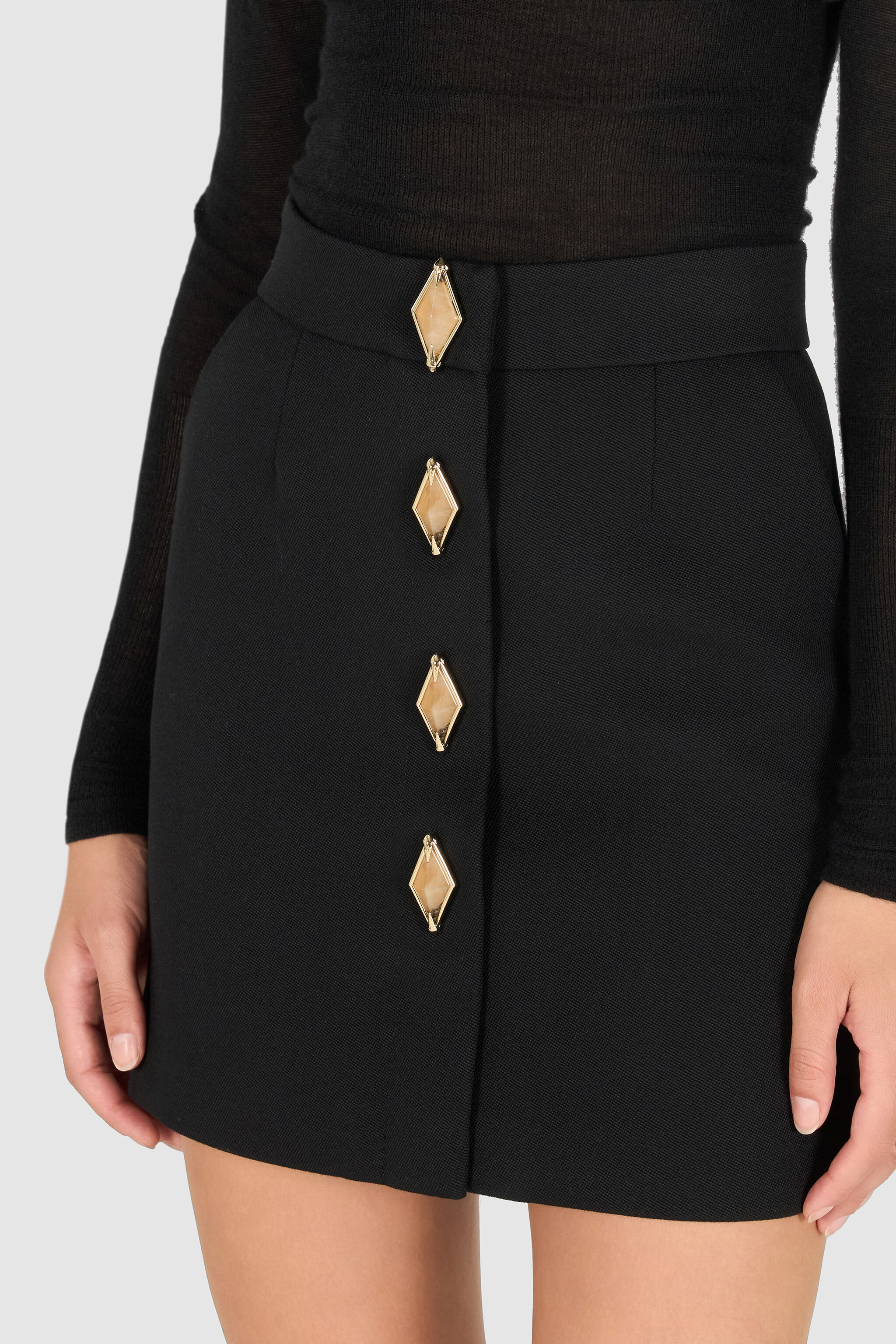 RC Miniskirt With Jewel Buttons Black TWT303-WP059