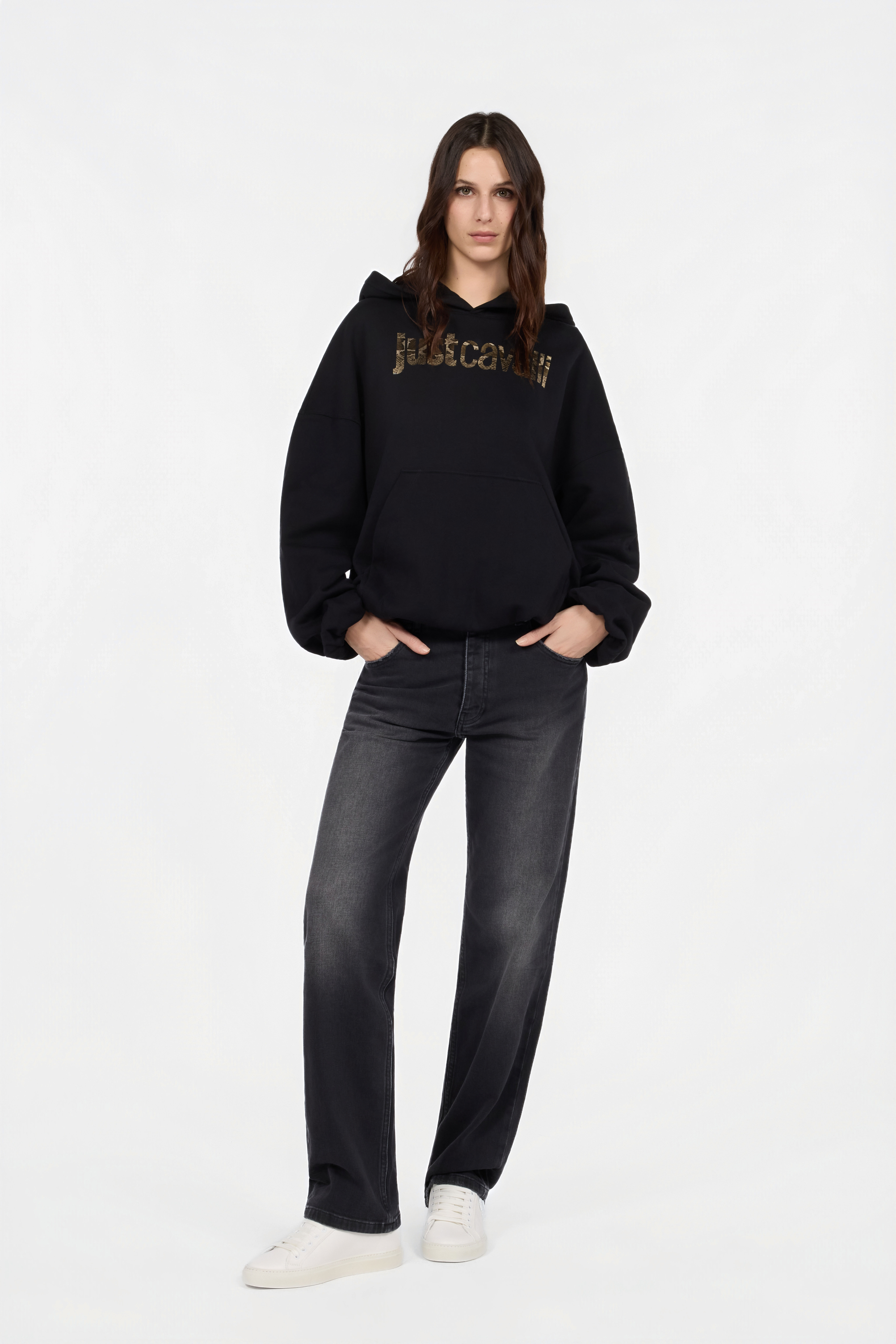 JC Schwarzer Hoodie mit Logo BLACK RKT894-RK400